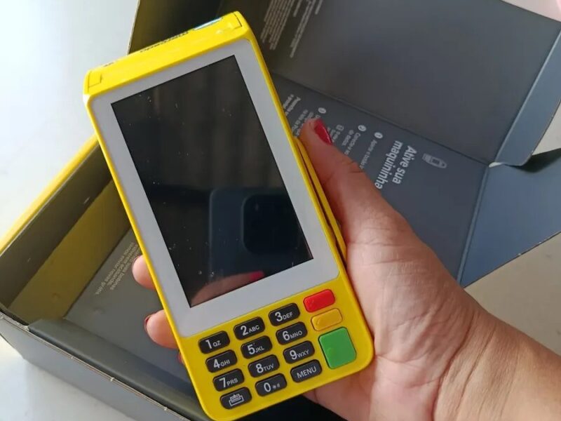 Maquininha De Cartão Pro 3 Mercado Pago Point Amarela Vivo 4g/Wifi/Nfc Distribuidor Autorizado