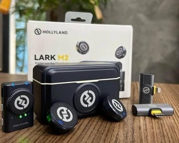 Microfone Hollyland Lark M2 Duo Combo Duplo Para 2 Pessoas USB-C, Lightning e Camera preto