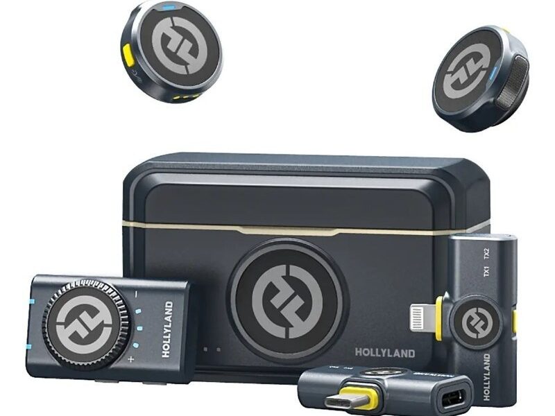 Microfone Hollyland Lark M2 Duo Combo Duplo Para 2 Pessoas USB-C, Lightning e Camera preto
