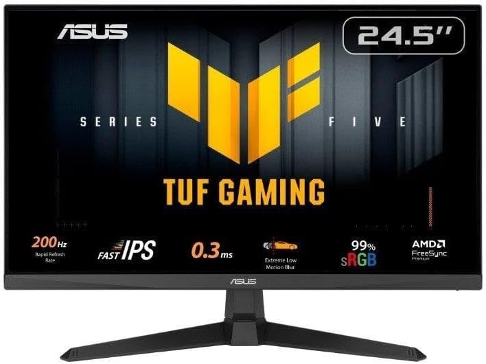 Monitor Gamer Asus Tuf 25″, Full Hd, 200hz, 0.3ms, Ips, Freesync Premium, Som Integrado, Preto – Vg259q5a