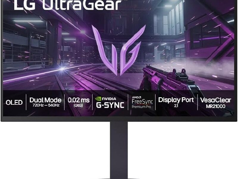 Monitor LG OLED UltraGear™ 27GX790B-B 27″, 540Hz Dual-Mode, QuadHD, 0.02ms (GtG), NVIDIA G-SYNC, AMD FreeSync Premium Pro, Vesa ClearMR21000, HDR True Black 500