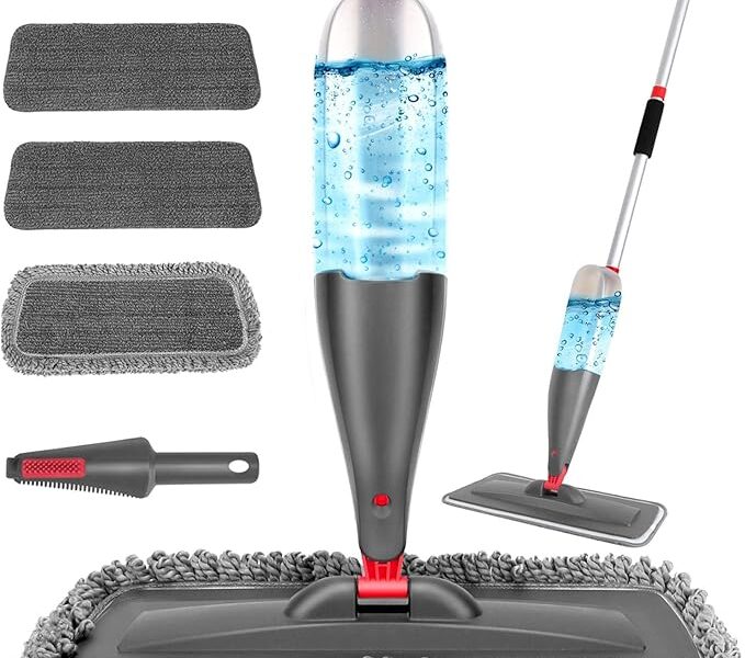 Mop Spray Com 800ml – Esfregão Com Spray De Microfibra Com 3 Refis Laváveis, Limpeza De Chão Seco E úmido, Ideal Para Cozinha, Piso Laminado, Azulejos E Madeira na Link por R$ 120,30
