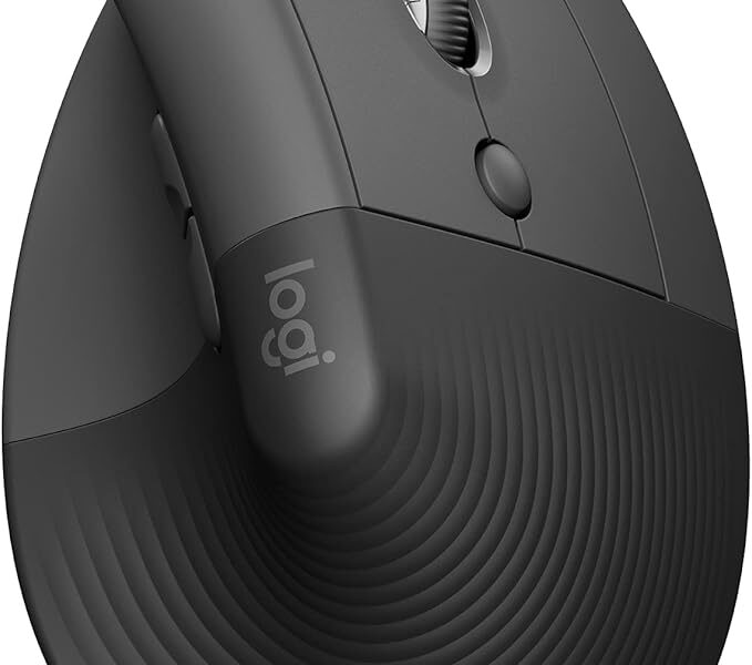 Mouse Sem Fio Logitech Lift Vertical com Design Ergonômico para Redução de Tensão Muscular, Cliques Silenciosos, Conexão Bluetooth ou USB Logi Bolt, Compatível com Windows/macOS/iPadOS – Grafite