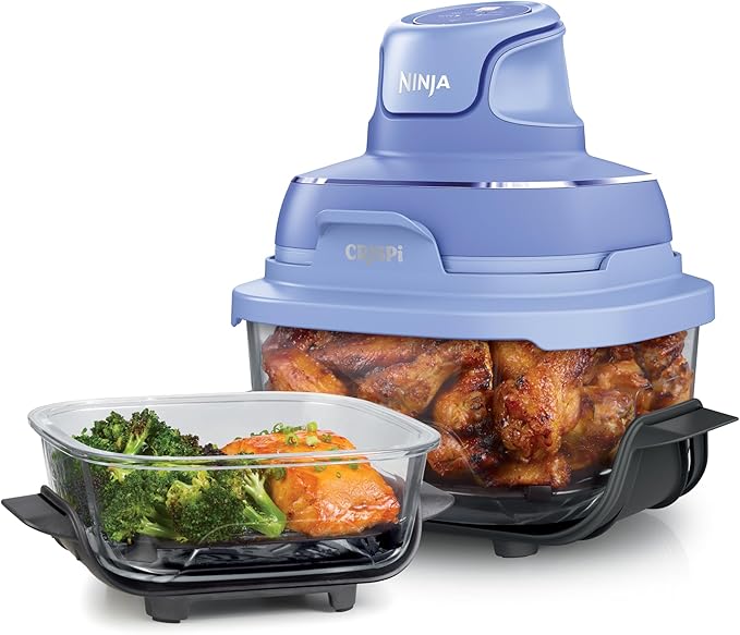 Ninja | Fritadeira a ar | Sistema de cozimento portátil Crispi 4 em 1 | Recipientes de vidro de 4 litros e 6 xícaras, pratos mais nítidos e tampas de armazenamento incluídos | Seguro para micro-ondas