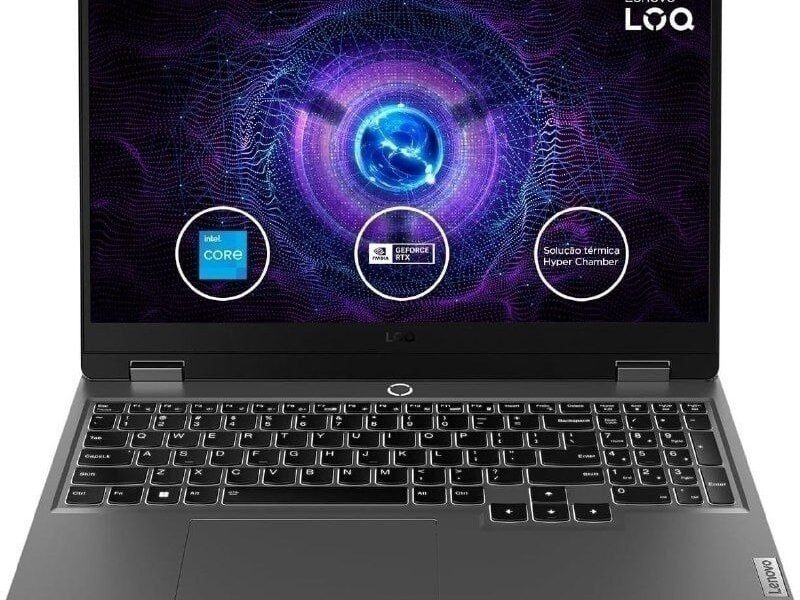 Notebook Gamer Lenovo LOQ E Core i5-13450HX, 8GB, 512GB SSD, RTX 3050 6GB, 15.6″ 144Hz, Linux 83KHS00000