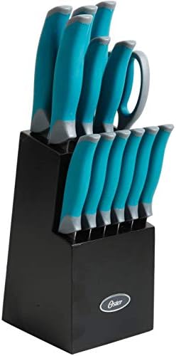 Oster Conjunto de facas Lindbergh, aço inoxidável, 14 peças, azul-petróleo e preto