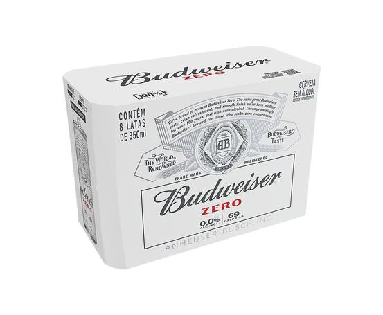 Pack Cerveja Budweiser Zero Álcool, 350ml, Lata – 8 unidades