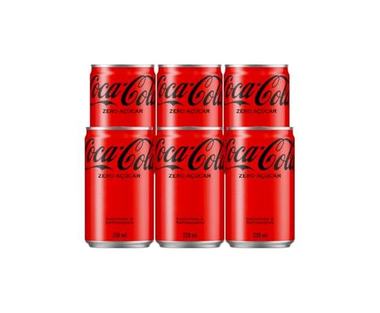 Pack de Coca-Cola sem açucar Lata 220mL 6 unidades