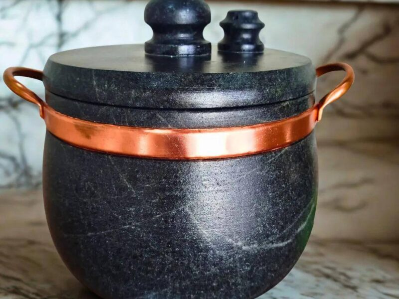 Panela De Pressão De Pedra, 5,5 Litros, Alça De Cobre