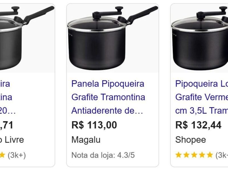 Panela Pipoqueira Grafite Tramontina Antiaderente de Alumínio com Tampa de Vidro 3,5L 20cm Loreto – Panelas Pipoqueira –