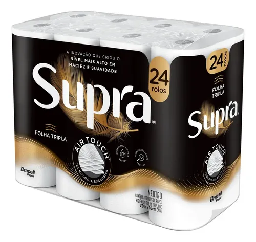 Papel Higiênico Supra Folha Tripla 24 Rolos na Meli por R$ 38,90