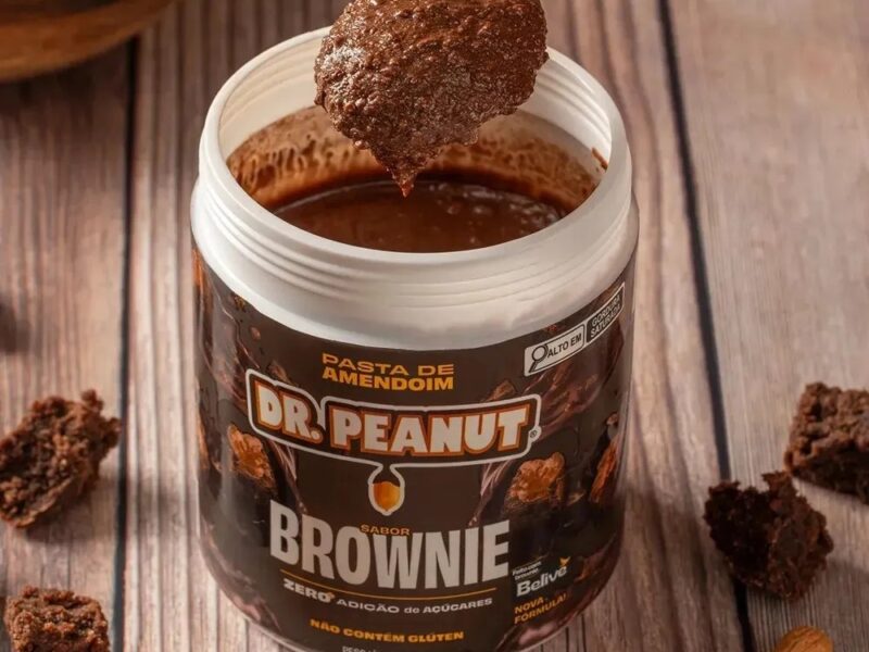 Pasta de Amendoim Com Whey Protein 600g Dr. Peanut Sabor Brownie