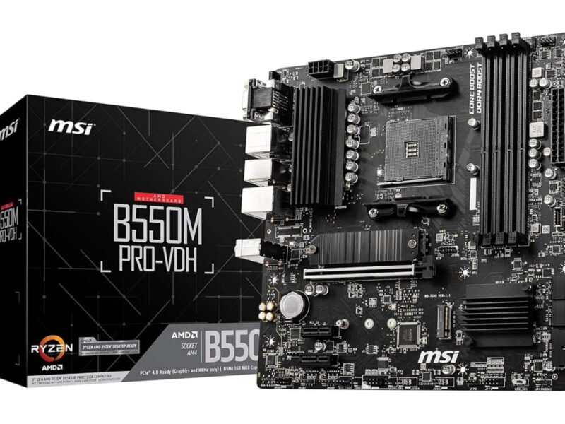 Placa-Mãe MSI B550M Pro-VDH, AMD AM4, DDR4, Suporte 128GB, Displayport, HDMI, VGA, PCIe, mATX