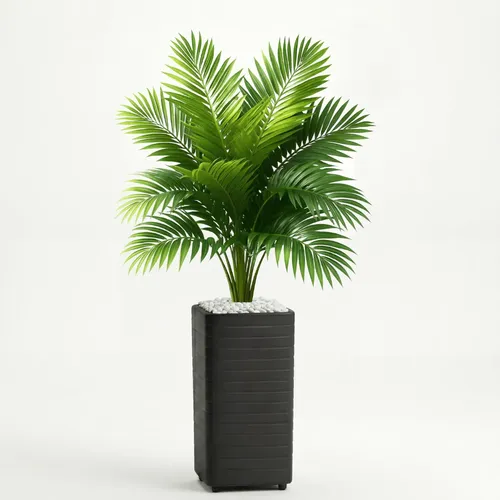 Planta Folhagem Artificial Grande Com Vaso Decorativo Sala