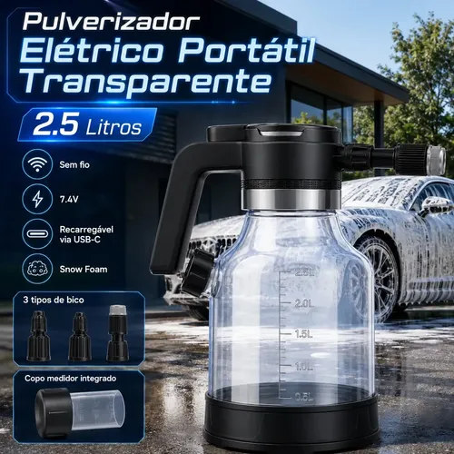 Pulverizador Elétrico Recarregável Alta Pressão Ideal Para Lavagem Automotiva Limpeza Jardim Híbrido Cor Branco
