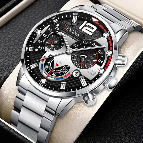 Relógios Masculinos De Quartzo Com Pulseira De Aço Inoxidáve Prateado