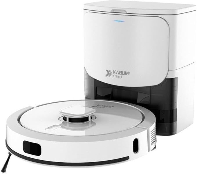 Robô Aspirador e Passa Pano Kabum! smart 900-5 Modos de Limpeza, Base 2 em 1, Mapeamento 3d – 127v – Branco – Kbsf011