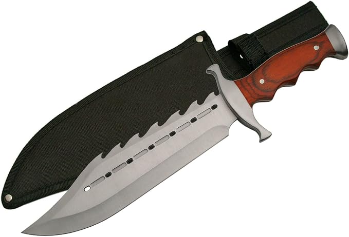 SZCO Supplies Faca Bowie de aço inoxidável com bainha traseira de jacaré de 38 cm, marrom (211398)