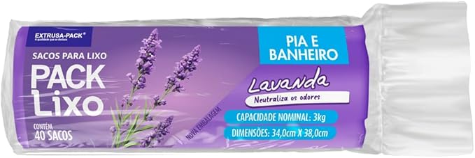 Saco De Lixo PACK LIXO Lavanda Pia e Banheiro (34X38) – Sacos de lixo perfumardos que neutralizam o odor