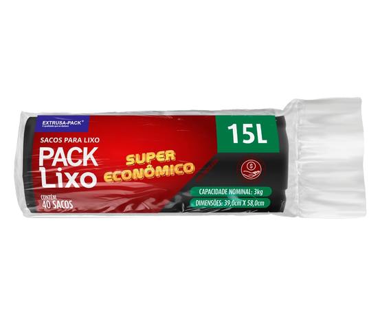 Sacos de Lixo PACK LIXO Super Econômico Preto 15 litros – Uso residencial diário, ideal para lixos leves em pequenas famílias