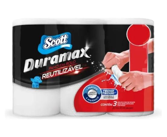 Scott Duramax Pano Reutilizável em Rolo, Branco, 174 Folhas (3 Unidades de 58 Folhas)