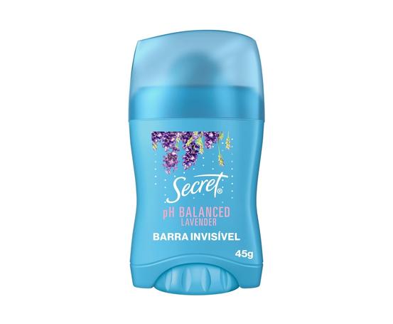 Secret Desodorante Antitranspirante em Barra Invisível pH Balanceado Lavanda 45 g