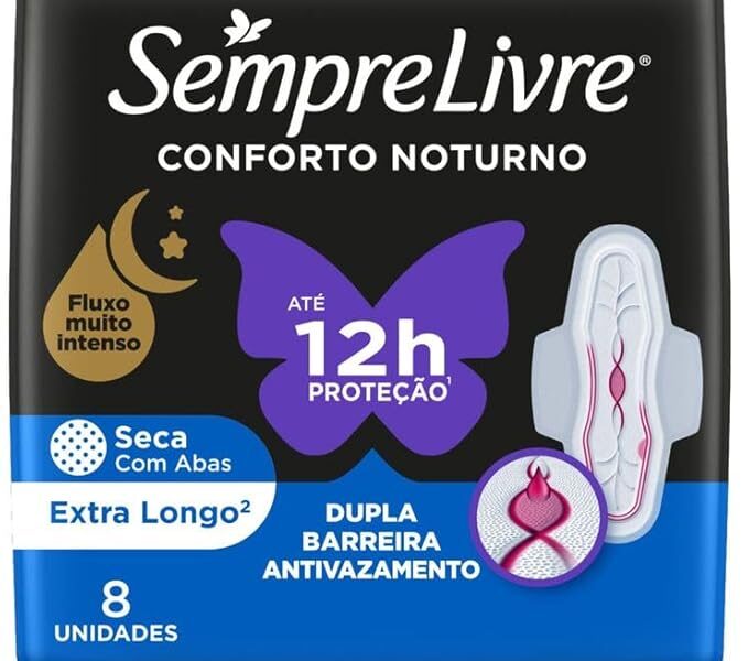 Sempre Livre Absorvente Externo Proteção Adapt Plus Noite E Dia Seca Com Abas 8 Unidades