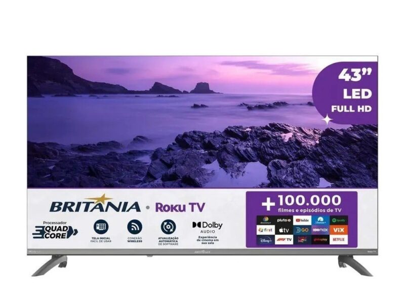 Smart TV 43” Britânia B43CRA Full HD Wi-Fi HDMI USB Conversor Digital