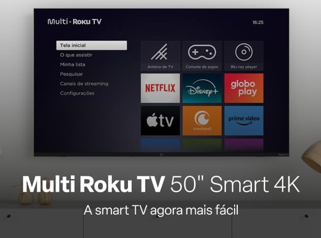 Smart TV 50″ Roku Multi 4K Compatível com Alexa e Google Home