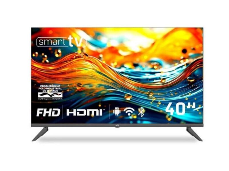 Smart TV HQ 40″ Full HD tela sem bordas Android 12 design Slim HQS40NKHM