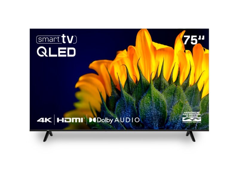 Smart TV HQ QLED 75 Polegadas HQ-QLED75SM 4K Wi-Fi Bluetooth, Apps, Netflix, YouTube e Prime Vídeo