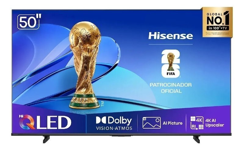 Smart TV Hisense HI-QLED 4K 50" polegadas com Processador AI, Dolby Vision Atmos e Compatibilidade Alexa e Google – 50Q6QVV