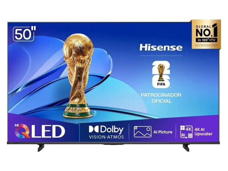 Smart TV Hisense HI-QLED 4K 50" polegadas com Processador AI, Dolby Vision Atmos e Compatibilidade Alexa e Google – 50Q6QVV