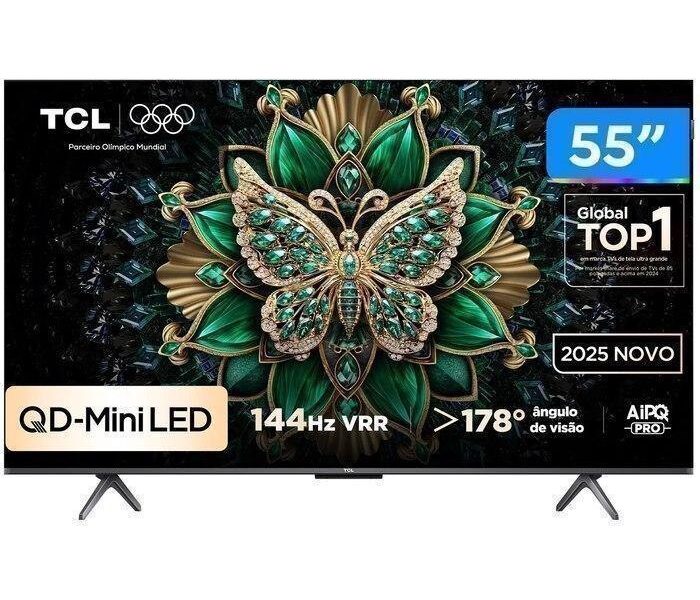 Smart TV TCL 55 Polegadas QLED Mini LED 4K C6K WiFi Bluetooth Google TV 4 HDMI 144Hz HDR10+ 55C6K