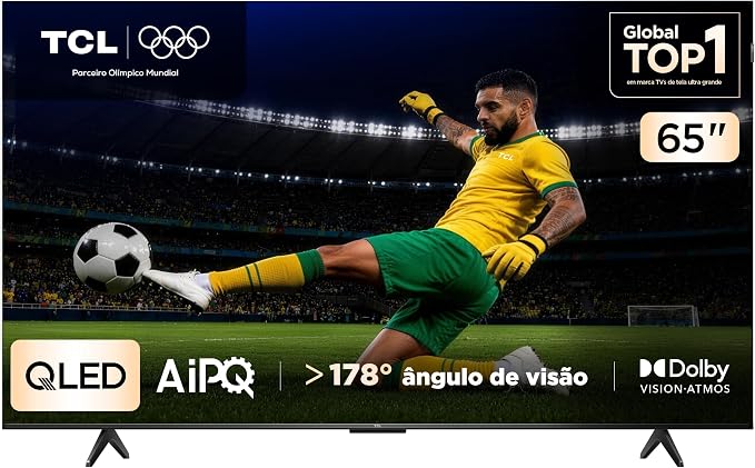 Smart TV TCL 65 Polegadas QLED 4K P7K WiFi Bluetooth Google TV HDR10+ Dolby Atmos Dolby Vision 65P7K