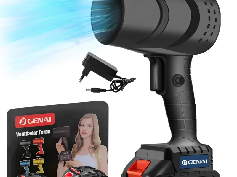 Soprador Turbo Portátil Eletro Aspirador Folhas Sem Fio 21v Bivolt Com Recarregável 2 Baterias Cor Azul
