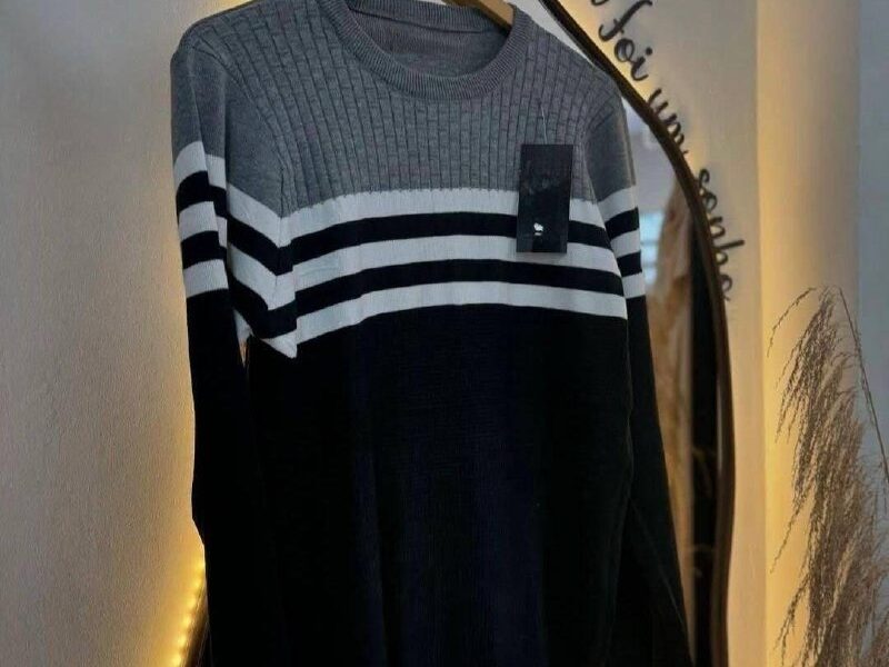 Suéter Blusa De Tricot Masculino Listrado Blusa Lã Masculina