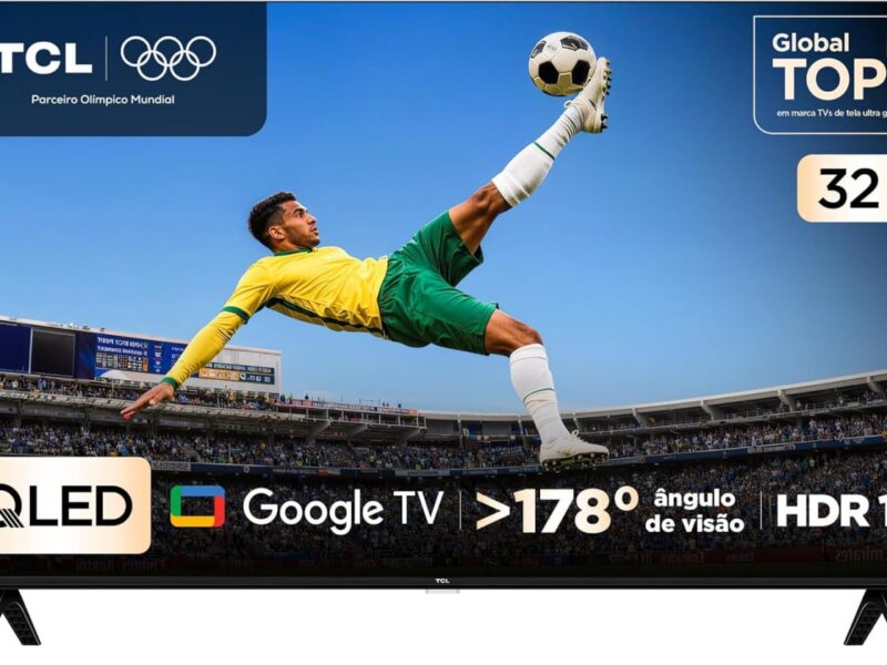 TCL, Smart TV, 32 Polegadas, HD QLED, WiFi, Bluetooth, Google TV, 2 HDMI, HDR10, Dolby Audio, 32S5K