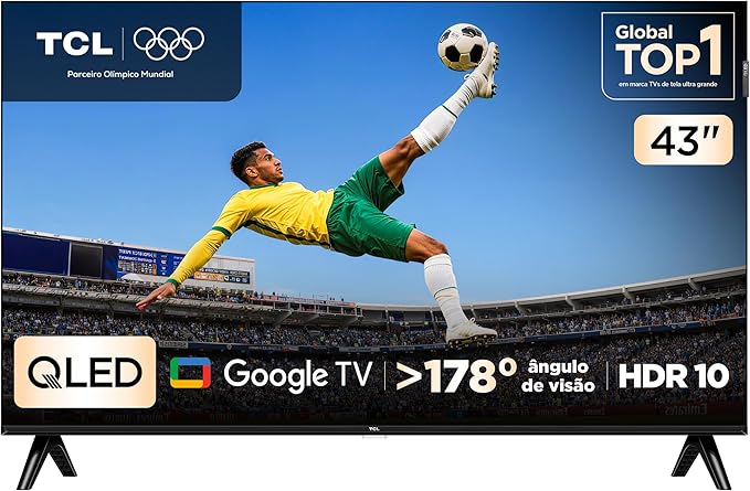 TCL, Smart TV, 43 Polegadas, FHD QLED, WiFi, Bluetooth, Google TV, 2 HDMI, HDR10, Dolby Audio, 43S5K na Amazon por R$ 1.458,99