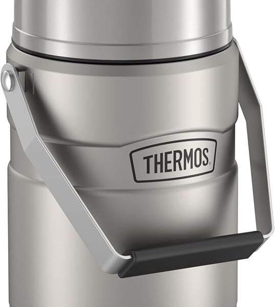 THERMOS Stainless King Pote de alimentos isolado a vácuo com 2 recipientes de armazenamento, 1,3 L, aço fosco