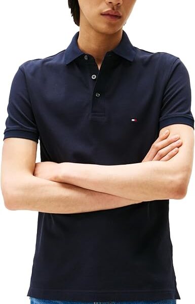 Tommy Hilfiger Camisa polo masculina de manga curta slim fit com stretch
