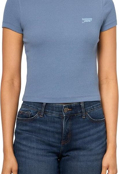 Tommy Jeans Camiseta feminina com logotipo bordado