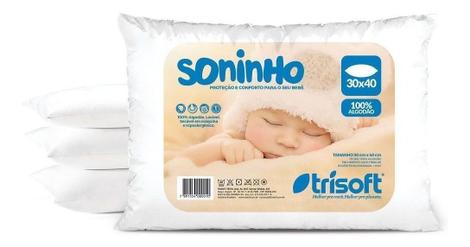 Travesseiro Baby Soninho 100% Algodão 30x40cm Hipoalergênico – Trisoft – Travesseiro Comum –
