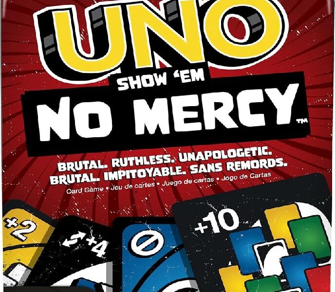 UNO Jogo de Cartas No Mercy Metálico para crianças a partir de 7 anos