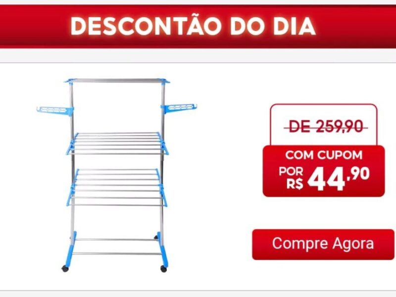 Varal De Roupa Aço Inox Dobrável Vertical Azul