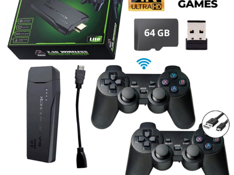 Video Game Stick 10 mil Jogos Retrô Antigo 4K Controle Sem Fio Portátil Original Presente