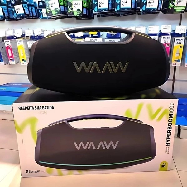 WAAW by ALOK Caixa de Som HYPERBOOM 1000 Bluetooth, À Prova D’Água, Até 12h de Autonomia, Tecnologia TWS, 180W RMS