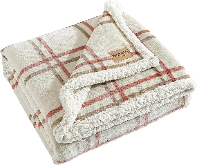 Wrangler Cobertor de cama de lã de ovelha reversível para todas as estações, 127 x 152, laranja brilhante