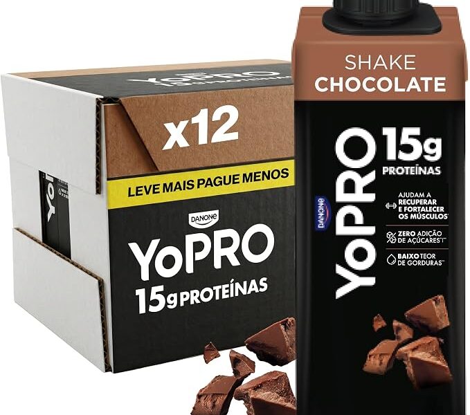 YoPRO Bebida Láctea UHT Chocolate Líquida Caixinha 250ml – 15g de Proteínas – Sem Lactose – Pack com 12 Unidades