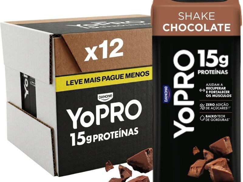 YoPRO Bebida Láctea UHT Chocolate Líquida Caixinha 250ml – 15g de Proteínas – Sem Lactose – Pack com 12 Unidades